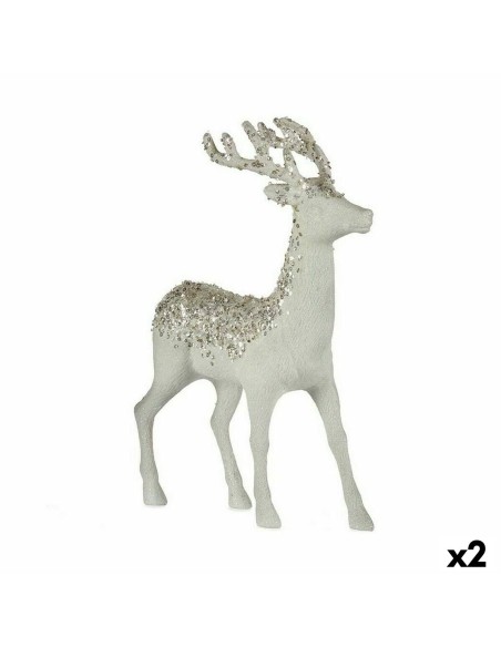 renne de noël Blanc Plastique 15 x 45 x 30 cm (2 Unités)