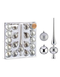 Ensemble Décorations de Noël Argenté PVC (4 Unités) 2
