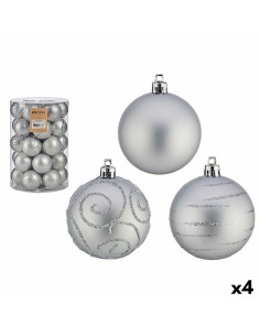 Lot de boules de Noël Argenté PVC Ø 6 cm (4 Unités)