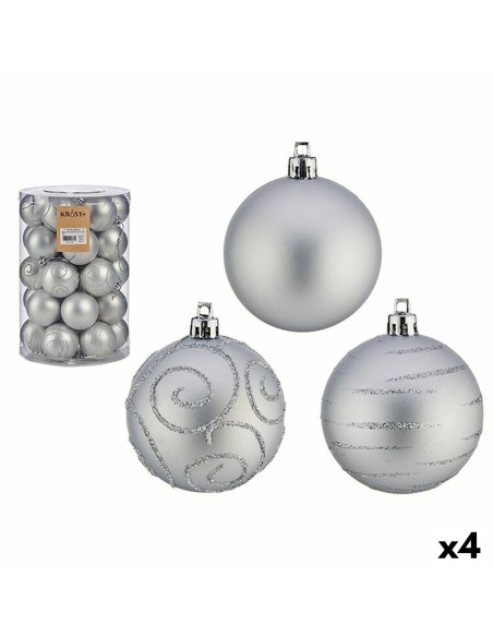 Lot de boules de Noël Argenté PVC Ø 6 cm (4 Unités)