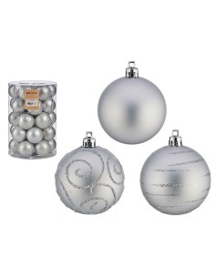 Lot de boules de Noël Argenté PVC Ø 6 cm (4 Unités) 2