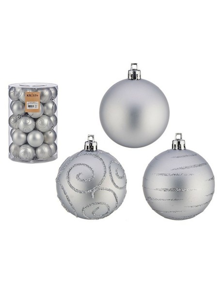 Lot de boules de Noël Argenté PVC Ø 6 cm (4 Unités)