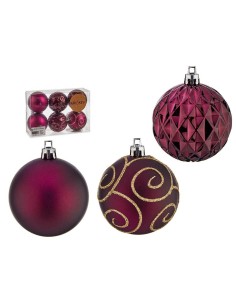 Lot de boules de Noël Violet Plastique Ø 6 cm (12 Unités) 2