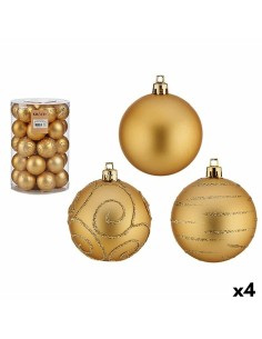 Lot de boules de Noël Doré PVC Ø 6 cm (4 Unités)