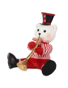 Figurine Décorative Ours Trompette Blanc Noir Rouge polystyrène 32 x 31 x 26 cm (2 Unités) 2