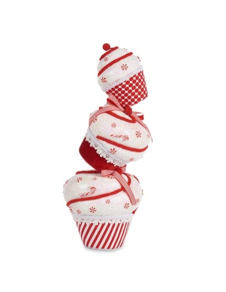 Figurine Décorative Tour Gâteau Blanc Rouge polystyrène 20 x 50 x 20 cm (2 Unités)