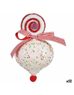 Décorations de Noël Krist+ 64814836 Blanc Rouge Larme 11 x 17 x 11 cm (12 Unités)