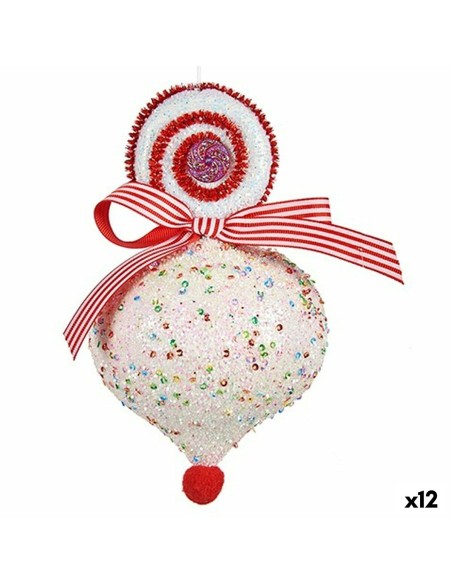 Décorations de Noël Krist+ 64814836 Blanc Rouge Larme 11 x 17 x 11 cm (12 Unités)