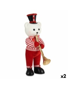 Figurine Décorative Ours Trompette Blanc Noir Rouge polystyrène 15 x 46 x 25 cm (2 Unités)