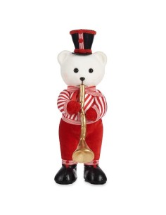 Figurine Décorative Ours Trompette Blanc Noir Rouge polystyrène 15 x 46 x 25 cm (2 Unités) 2