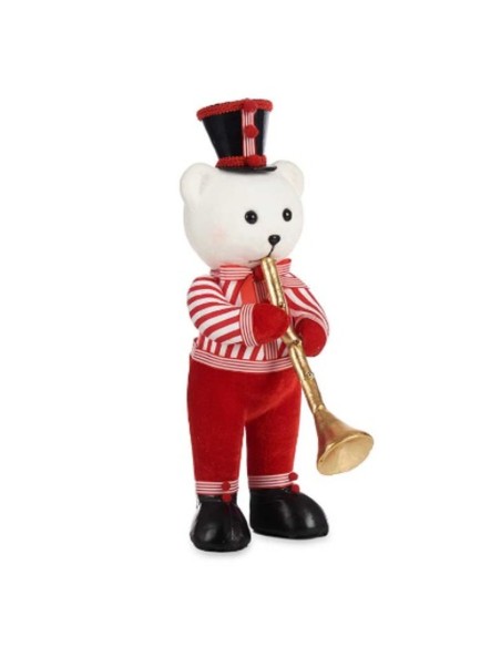 Figurine Décorative Ours Trompette Blanc Noir Rouge polystyrène 15 x 46 x 25 cm (2 Unités)