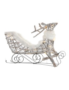 Décorations de Noël DKD Home Decor Renne et traîneau Blanc osier Renne 75 x 20 x 53 cm