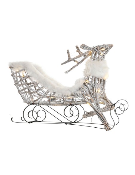Décorations de Noël DKD Home Decor Renne et traîneau Blanc osier Renne 75 x 20 x 53 cm