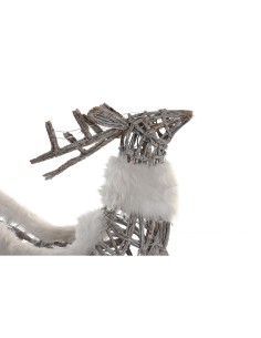 Décorations de Noël DKD Home Decor Renne et traîneau Blanc osier Renne 75 x 20 x 53 cm 2