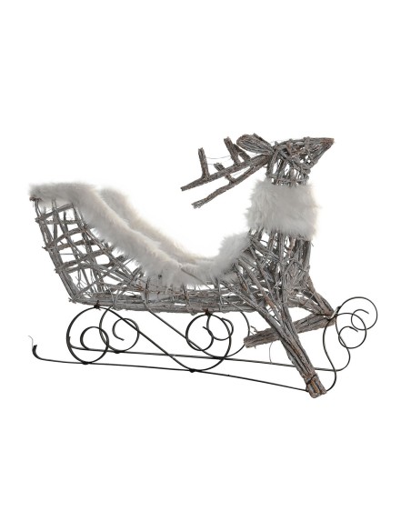 Décorations de Noël DKD Home Decor Renne et traîneau Blanc osier Renne 75 x 20 x 53 cm