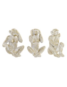 Figurine Décorative Home ESPRIT Doré Singe Tropical 21 x 17 x 25 cm (3 Unités)