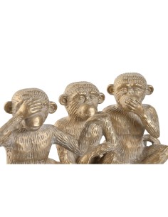 Figurine Décorative Home ESPRIT Doré Singe Tropical 14 x 10 x 14 cm (3 Unités) 2