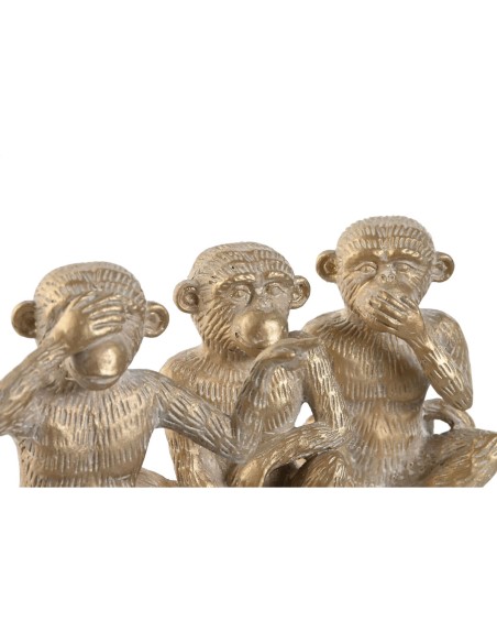 Figurine Décorative Home ESPRIT Doré Singe Tropical 14 x 10 x 14 cm (3 Unités)