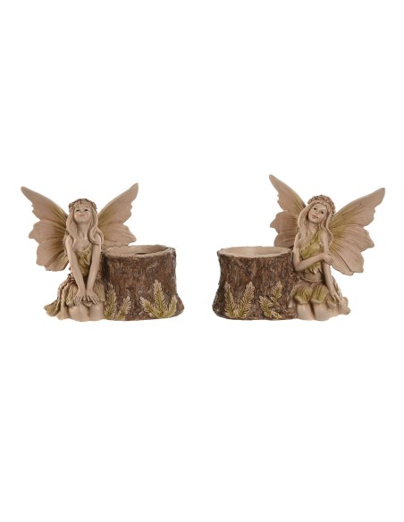 Figurine Décorative Home ESPRIT Marron Fée 18 x 10 x 15 cm (2 Unités)