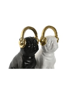 Figurine Décorative Home ESPRIT Blanc Noir Doré Chien 12 x 18 x 30 cm (2 Unités) 2