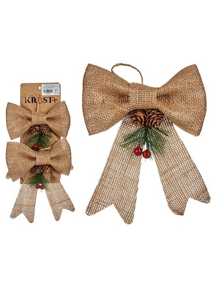 Ensemble Décorations de Noël Krist+ 65563 Marron Rouge Vert 14 x 3 x 19 cm Lien (12 Unités)