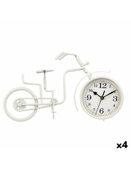 Horloge de table Bicyclette Blanc Métal 33 x 21 x 4 cm (4 Unités)