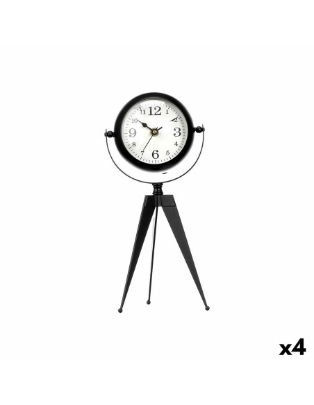 Horloge de table Tripode Noir Métal 12 x 30 x 12 cm (4 Unités)