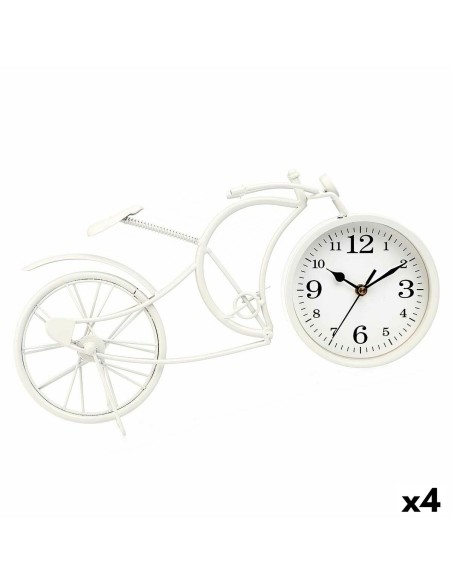 Horloge de table Bicyclette Blanc Métal 40 x 19,5 x 7 cm (4 Unités)