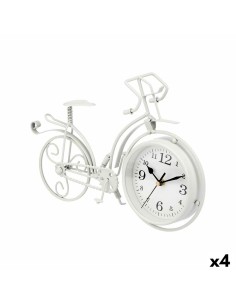 Horloge de table Bicyclette Blanc Métal 33 x 22,5 x 4,2 cm (4 Unités)