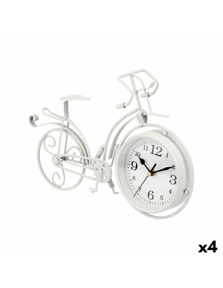 Horloge de table Bicyclette Blanc Métal 33 x 22,5 x 4,2 cm (4 Unités)