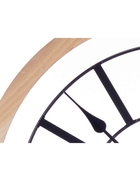 Horloge Murale Noir Métal Bois MDF 60 x 60 x 4,5 cm (4 Unités)
