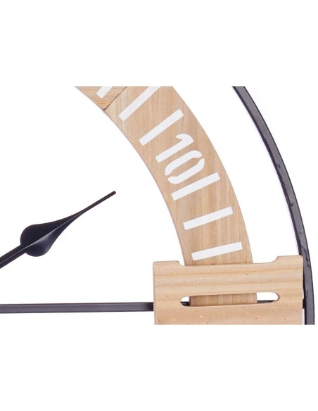 Horloge Murale Noir Métal Bois MDF 60 x 60 x 5 cm (4 Unités)