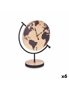 Horloge de table Mappemonde Noir Métal Bois MDF 22,5 x 30,5 x 12 cm (6 Unités)