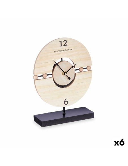 Horloge de table Balles Noir Métal Bois MDF 20,5 x 26,5 x 7 cm (6 Unités)