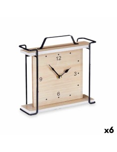 Horloge de table Noir Métal Bois MDF 23 x 21 x 7 cm (6 Unités)