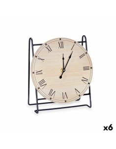 Horloge de table Noir Métal Bois MDF 19 x 21 x 9 cm (6 Unités)