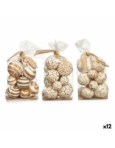 Jeu de boules décoratives Blanc Marron (12 Unités)