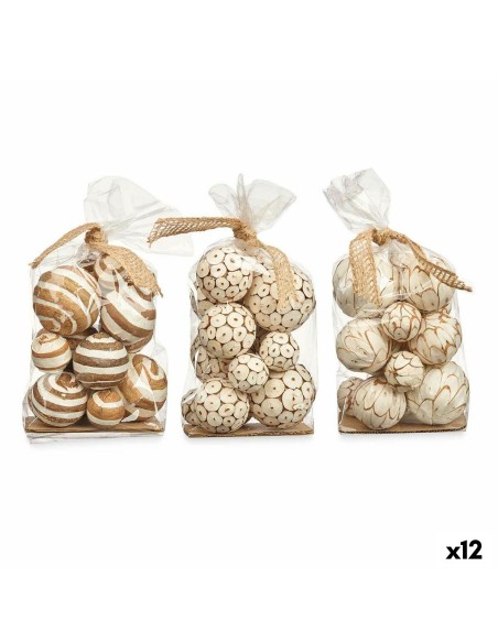 Jeu de boules décoratives Blanc Marron (12 Unités)