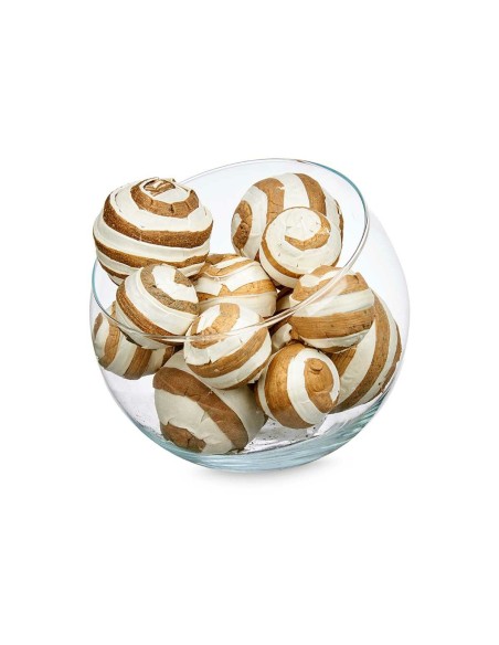 Jeu de boules décoratives Blanc Marron (12 Unités)
