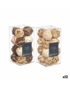 Jeu de boules décoratives Blanc Marron (12 Unités)