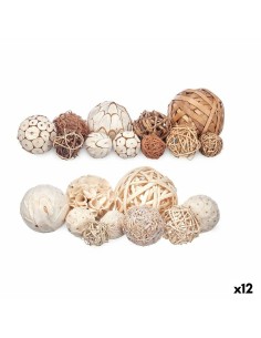 Jeu de boules décoratives Blanc Marron (12 Unités)
