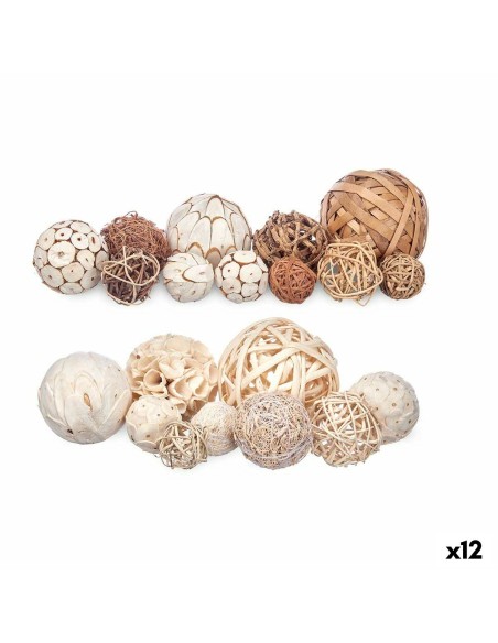 Jeu de boules décoratives Blanc Marron (12 Unités)