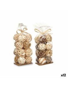 Jeu de boules décoratives Blanc Marron (12 Unités)