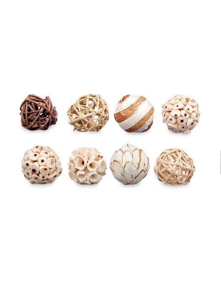 Jeu de boules décoratives Blanc Marron (12 Unités)