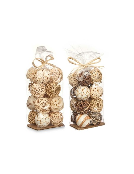Jeu de boules décoratives Blanc Marron (12 Unités)