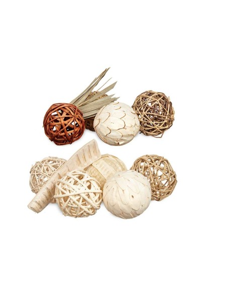 Jeu de boules décoratives Blanc Marron (12 Unités)