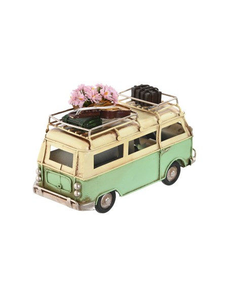 Figurine Décorative Home ESPRIT Fourgonnette Vert Rose Vintage 17 x 8 x 11 cm (2 Unités)