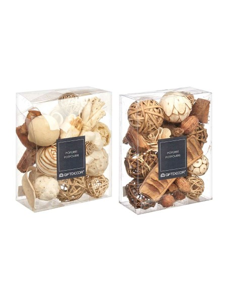 Pot-pourri décoratif Blanc Marron 16 x 21 x 7 cm (12 Unités)