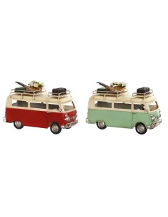 Figurine Décorative Home ESPRIT Fourgonnette Rouge Vert Vintage 25 x 12 x 17 cm (2 Unités)