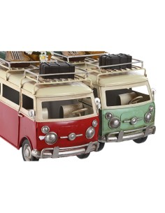 Figurine Décorative Home ESPRIT Fourgonnette Rouge Vert Vintage 25 x 12 x 17 cm (2 Unités) 2